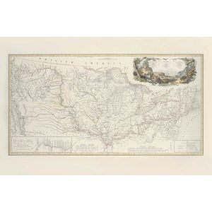 Karl Bodmer - Map of the Historic Route (hand-colored by Jane Niebling). Travels in the Interior of North America. Heritage Prints Giclee