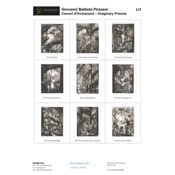 Heritage Prints. Overview Piranesi Carceri d'Invenzione 1/2