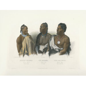 Heritage Prints Bodmer tbl 07 Missouri Indian. Oto Indian. Chief of the Puncas (color)