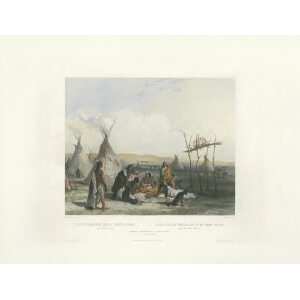 Heritage Prints Bodmer tbl 11 Funeral Scaffold of a Sioux Chief (color)
