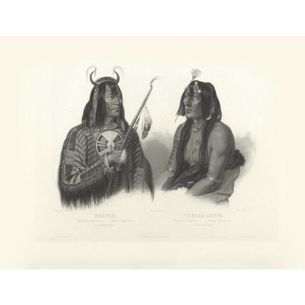 Heritage Prints Bodmer tbl 12 Noápeh, an Assiniboin Indian. Psíhdjä-Sáhpa, a Yanktonan Indian