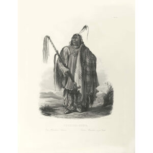 Heritage Prints Bodmer tbl 17 Péhriska-Rúhpa, a Minatarre or big-bellied Indian