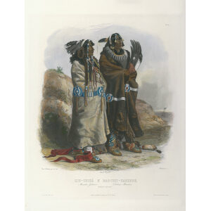 Heritage Prints Bodmer tbl 20 Sih-Chidä and Mahchsi-Karehde, Mandan Indians (color)
