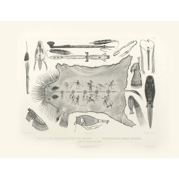 Heritage Prints Bodmer tbl 21 Indian Utensils and Arms (1)