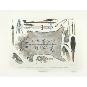 Heritage Prints Bodmer tbl 21 Indian Utensils and Arms (1) (color)