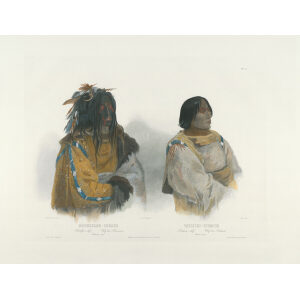 Heritage Prints Bodmer tbl 45 Mehkskeme-Sukahs, Blackfoot Chief. Tátsicki-Stomick, Piekann Chief (color)