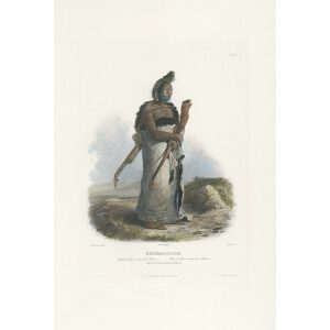 Heritage Prints Bodmer vgt 20 Mexkemahuastan, Chief of the Gros-ventres of the Prairies (color)