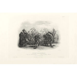 Heritage Prints Bodmer vgt 25 Ischohä-Kakoschóchatä, dance of the Mandan Indians